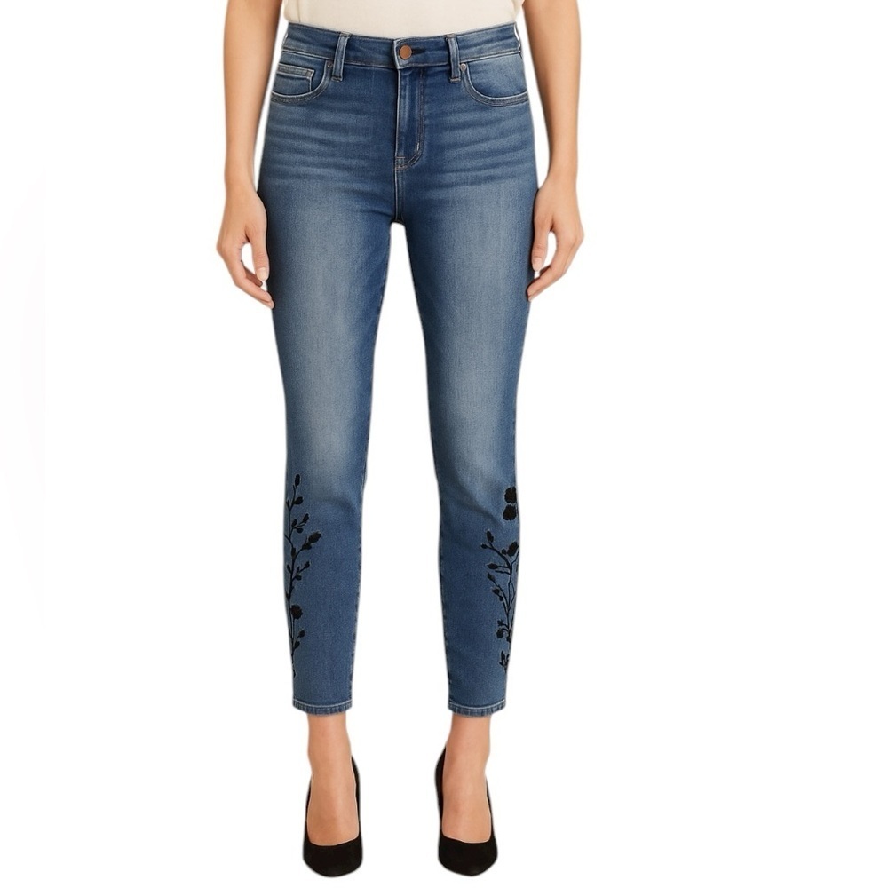 Driftwood - Jackie Floral Embroidered Skinny Jeans Medium Wash Sz 28